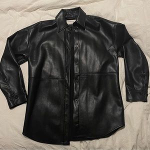 babaton pelli vegan leather shirt jacket